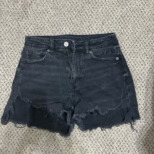 American Eagle Outfitters Black Frayed Jean Shorts